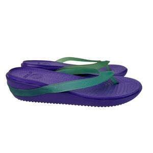 Crocs Y2K Carlie Wedge Thong Ultraviolet Aqua Platform Sandals Beach Size 8
